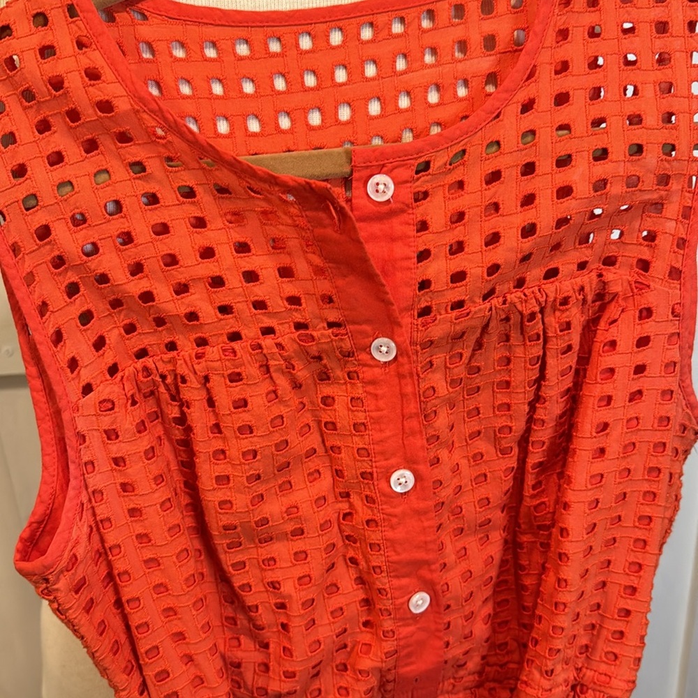 J. Crew Orange Eyelet Waist Tie Midi Dress - Picture 2 of 6
